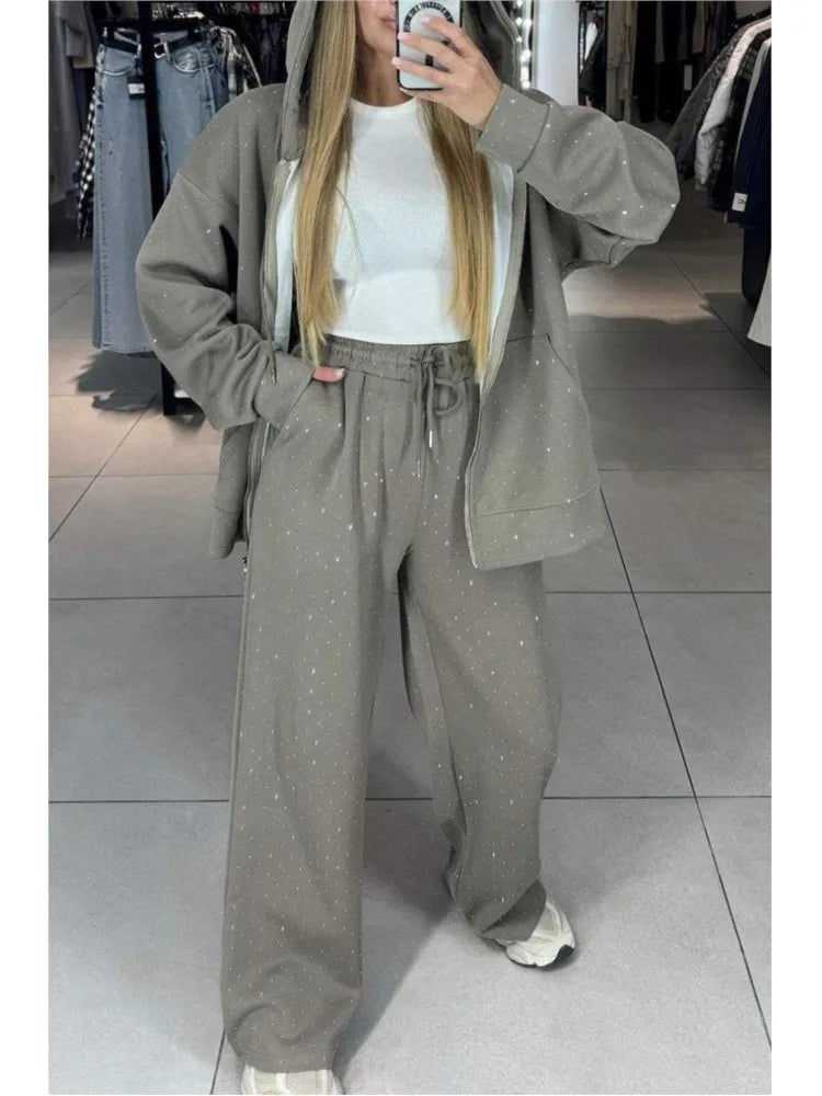 2026 Loose Zipper Hooded And Long Pants Two Piece Sets Casual