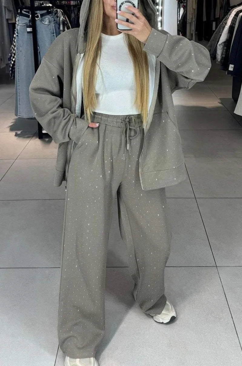 2026 Loose Zipper Hooded And Long Pants Two Piece Sets Casual