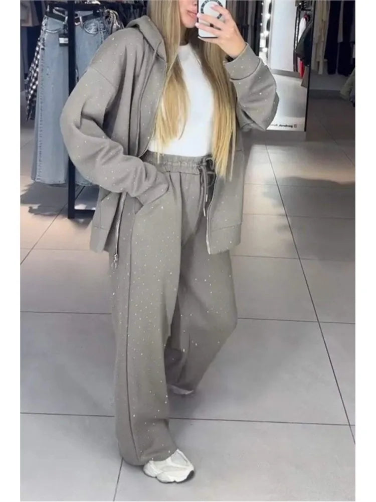 2026 Loose Zipper Hooded And Long Pants Two Piece Sets Casual