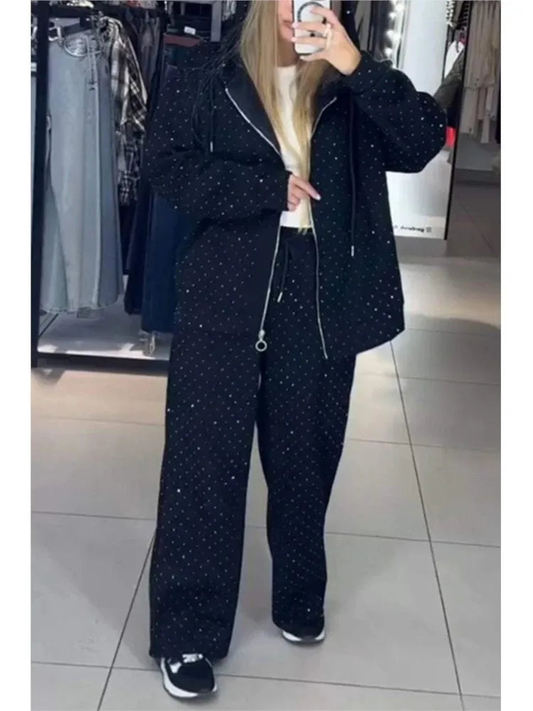 2026 Loose Zipper Hooded And Long Pants Two Piece Sets Casual